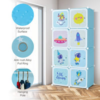 INFANS Children Wardrobe, Kid Closet, Cute for Kids Bedroom Nursery Armoire with 8 Cube, Kid Clothes Storage Organizer