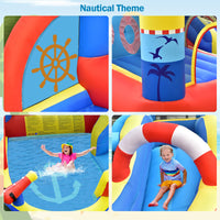 INFANS Inflatable Water Slides, Nautical Themed Bouncy House with Splash Pool,  Water Gun, Outdoor Jumping Castle (with Air Blower)