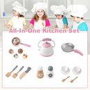 INFANS Corner Kids Kitchen Playset, Toddler Wooden Pretend Cooking Set with Lights Sounds Coffee Machine Washing Machine