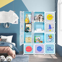 INFANS Children Wardrobe, Cute for Kids Bedroom Nursery Armoire with 12 Cube, Kid Clothes Storage Organizer