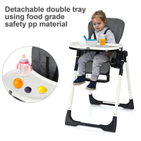 INFANS Foldable High Chair for Babies & Toddlers with Multiple Adjustable Backrest, Footrest and Seat Height