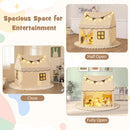INFANS Kids Play Tent with Washable Mat Star Light Windows, Anti-Trip Large Playhouse Toys, Indoor Outdoor Princess Tents Castle