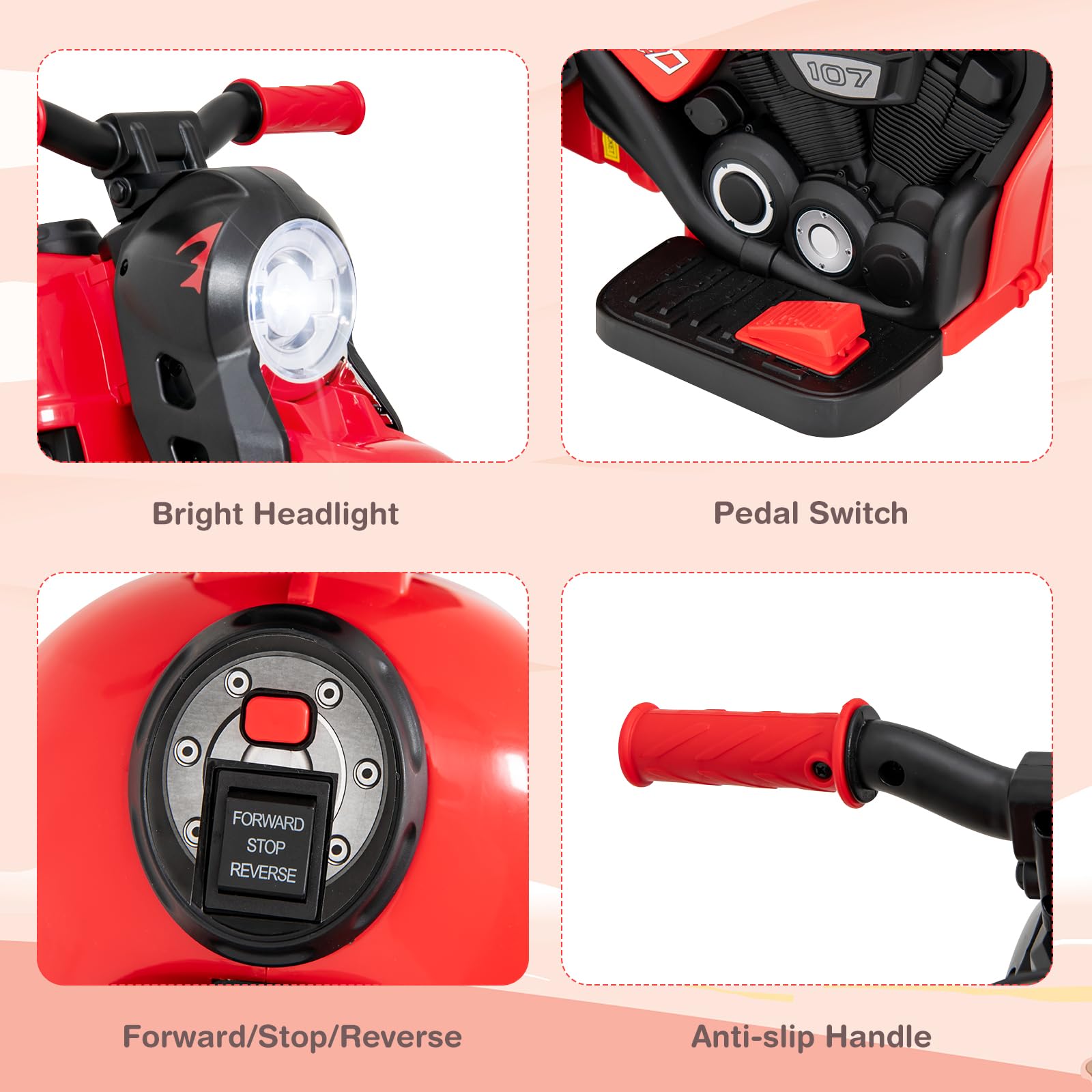 INFANS Kids Motorcycle, 6V Electric Ride on Car with Automatic Bubble Function for Children, Toddler Ages 3+