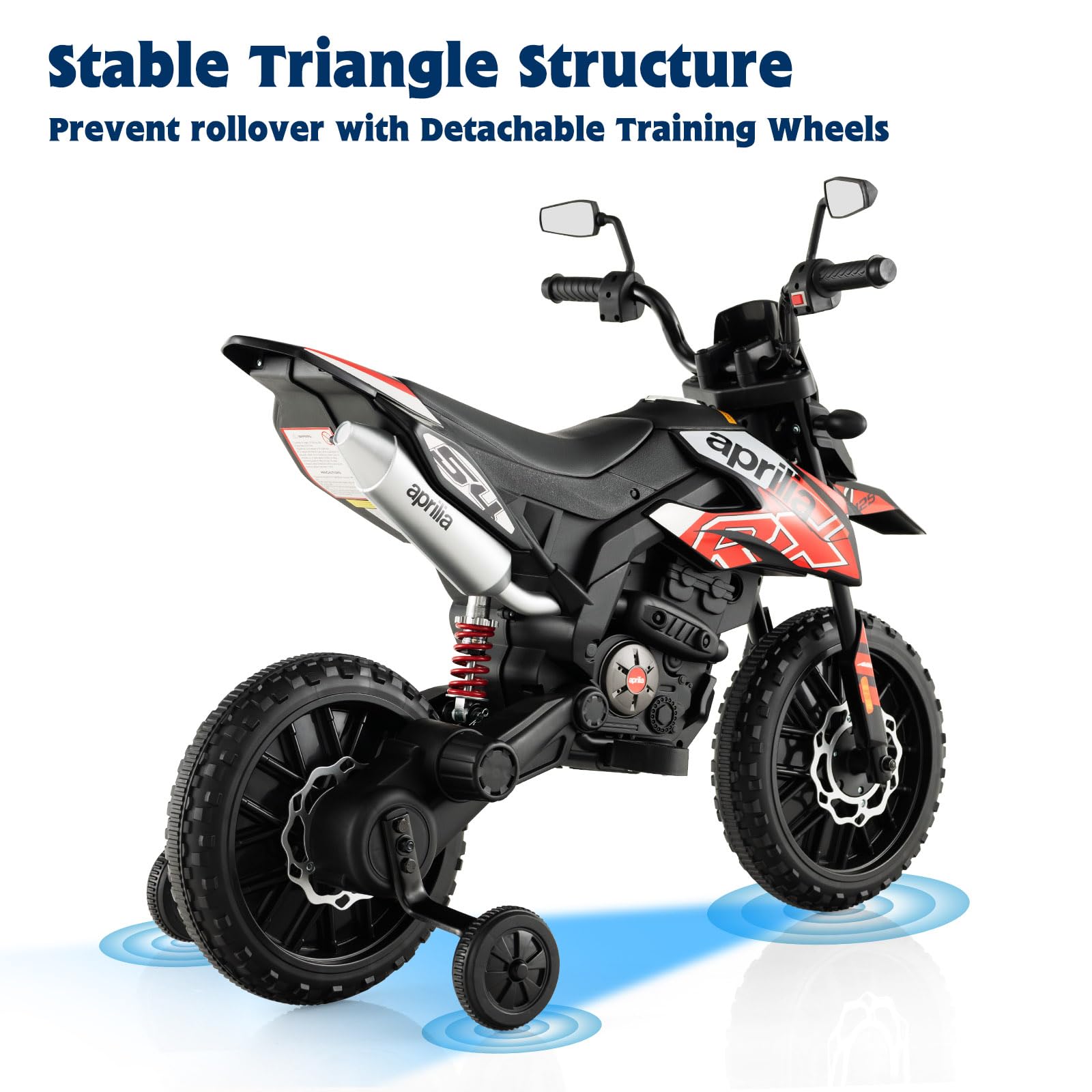 INFANS Kids Motorcycle 12V, Electric Ride-on Motorbike for Toddlers with Training Wheels