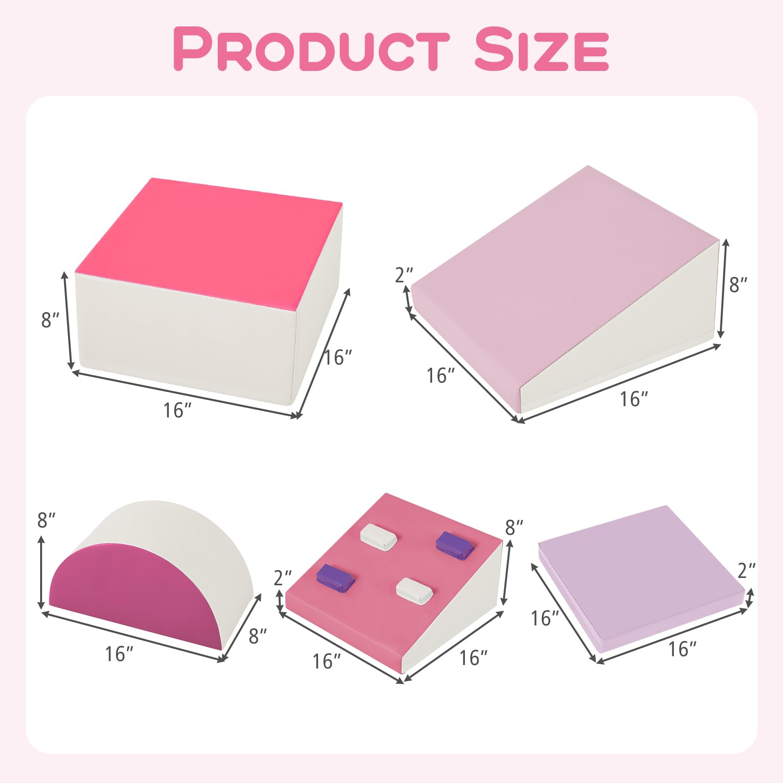 INFANS Climbing Toys for Toddlers, 6 Pieces Baby Foam Blocks Soft Play Set, Indoor Kids Climb and Crawl Sliding Structure