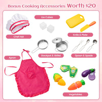 INFANS Kids Kitchen Playset, Toddler Wooden Pretend Cooking Set with Realistic Light Sound