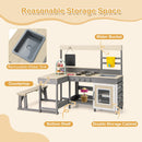 INFANS Mud Kitchen, Outdoor Play Kitchen with Faucet Chalkboard Stoves Removable Sink Cooking Accessories Wooden Kids Kitchen Playset