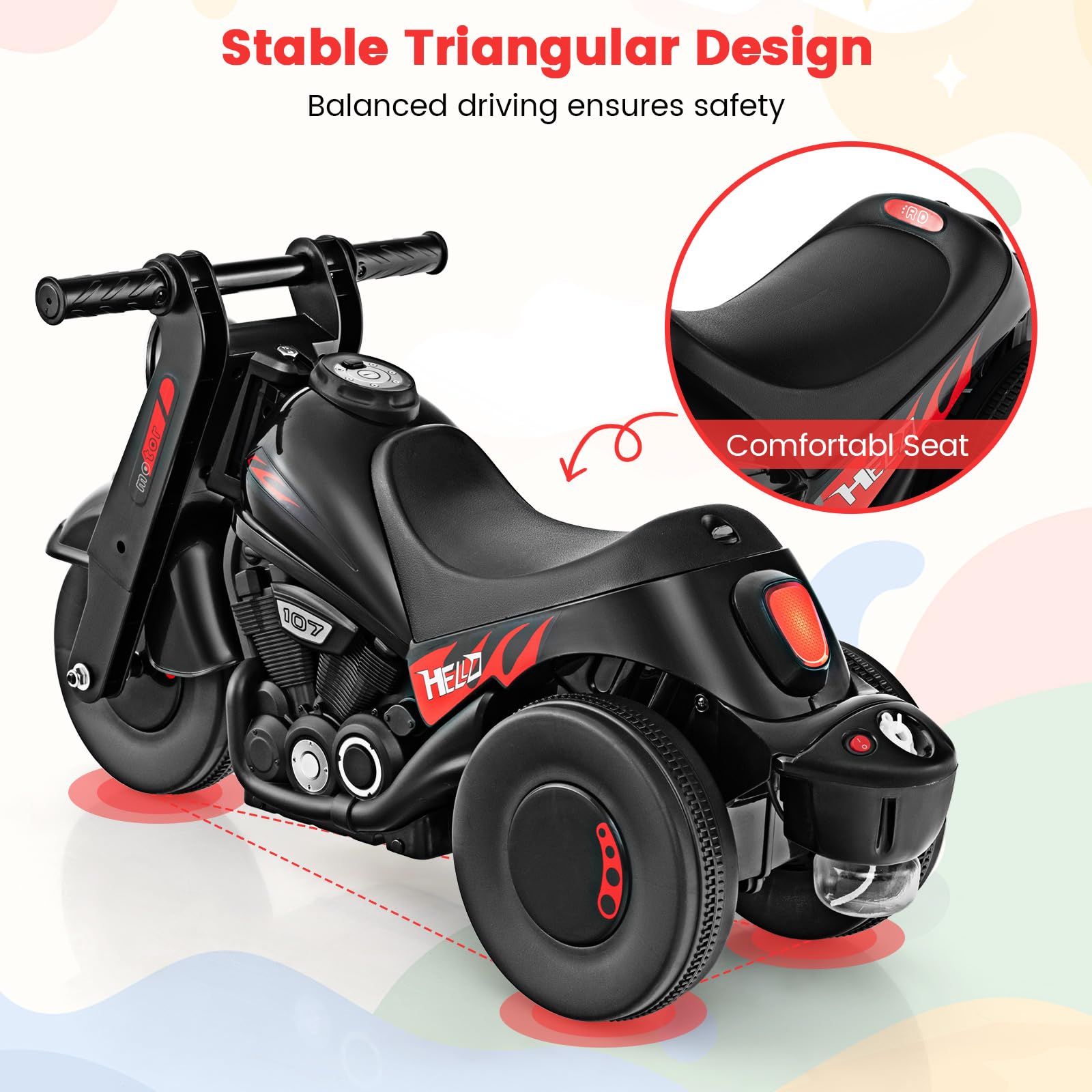 INFANS Ride on Push Car, Foot-to-Floor Sliding Car for Toddlers Kids Motorcycle with Bubble Maker, 3 Wheels Ride on Toys