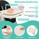INFANS High Chair for Babies and Toddlers, Foldable Highchair with 7 Different Heights 4 Reclining Backrest Seat 3 Setting Footrest INFANS