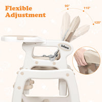INFANS 5 in 1 Baby High Chair, Convertible Toddler Table Chair Set, Rocking Chair, Multi-Function Seat with Lockable Universal Wheels