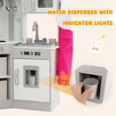INFANS Corner Kids Kitchen Playset, Toddler Wooden Pretend Cooking Set, Simulation Play Kitchen Toy