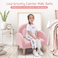 INFANS Kids Sofa, Toddler Armchair with Solid Wooden Frame Anti-Tipping Design Plush Fabric, Upholstered Children Chair