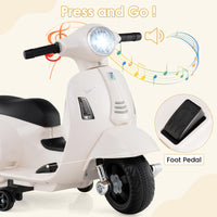 INFANS Licensed Vespa Kids Motorcycle, 6V Battery Powered Motorbike for Toddlers with Training Wheels, Horn, LED Lights