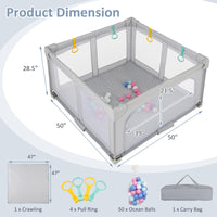 INFANS Foldable Baby Playpen with Mat, Large Baby Play Yard for Infant with 50 Ocean Balls, Fence Toddler Activity Center