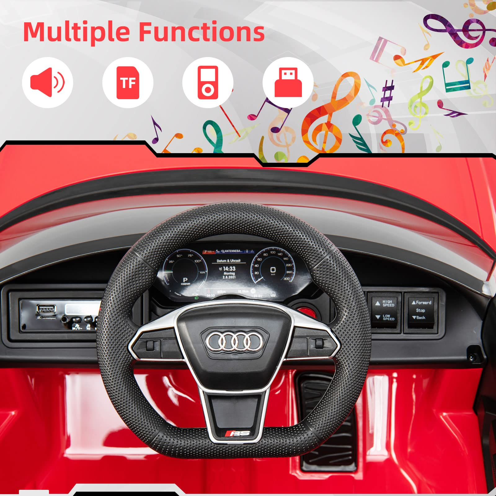 INFANS 12V Kids Ride On Car, Licensed Audi RS e-tron GT Electric Vehicle with Remote Control INFANS