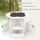 INFANS Toddler Table and Chair Set with 4 Storage Stools, Wooden Flower Shaped Nesting Table with Blackboard Drawers