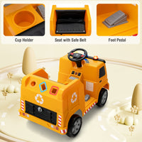 INFANS Ride on Car, 6V Recycling Garbage Truck Electric Vehicle with Music, Horn, Warning Lights