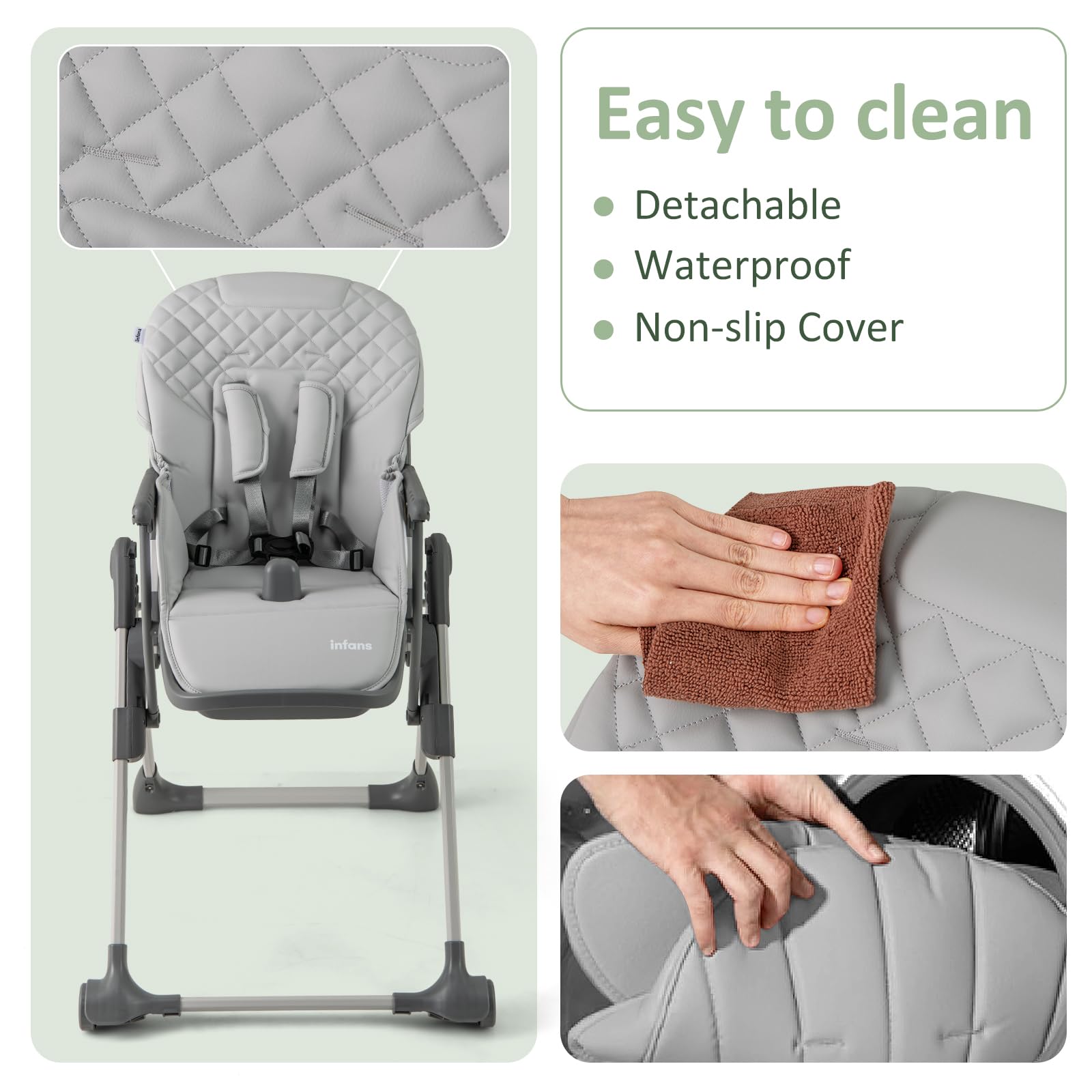 INFANS Baby High Chair, Convertible Quick Folding Portable Highchair for Babies and Toddlers with Adjustable Height