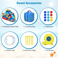 INFANS Inflatable Water Slides, Nautical Themed Bouncy House with Splash Pool,  Water Gun, Outdoor Jumping Castle (with Air Blower)