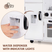 INFANS Play Kitchen for Kids, Wooden Kids Play Kitchen Playset with Realistic Light & Sounds, Children Pretend Cooking Toy Set