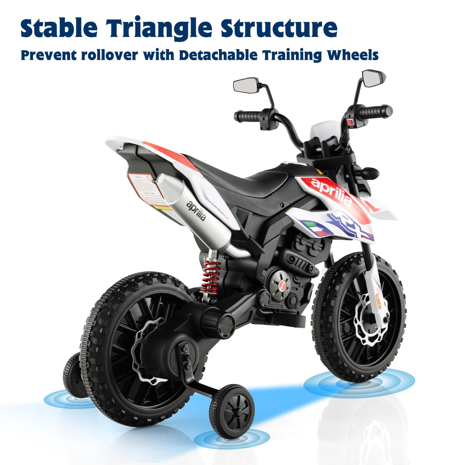 INFANS Kids Motorcycle 12V, Electric Ride-on Motorbike for Toddlers with Training Wheels