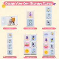 INFANS Children Wardrobe, Kid Closet, Cute for Kids Bedroom Nursery Armoire with 8 Cube, Kid Clothes Storage Organizer
