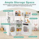 INFANS Corner Kids Kitchen Playset, Toddler Wooden Pretend Cooking Set with Lights Sounds Coffee Machine Washing Machine