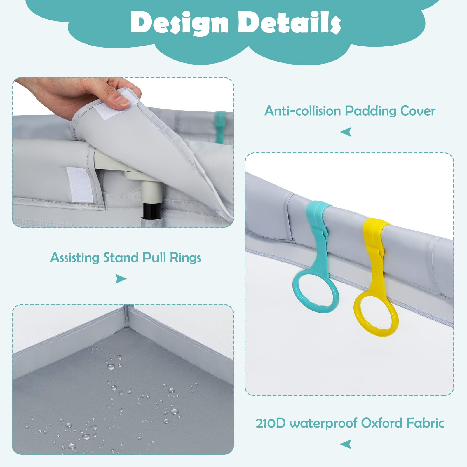 INFANS Baby Playpen, 50’’x50’’ Foldable Large Baby Playard, Indoor Outdoor Kids Activity Center Baby Fence