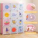 INFANS Children Wardrobe, Cute for Kids Bedroom Nursery Armoire with 12 Cube, Kid Clothes Storage Organizer