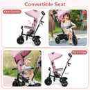 INFANS Kids Tricycle, 6 in 1 Baby Trike Toddler Bike with Reversible Seat, Adjustable Push Handle, Removable Canopy