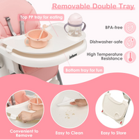 INFANS High Chair for Babies and Toddlers, Foldable Highchair with 7 Different Heights 4 Reclining Backrest Seat 3 Setting Footrest INFANS
