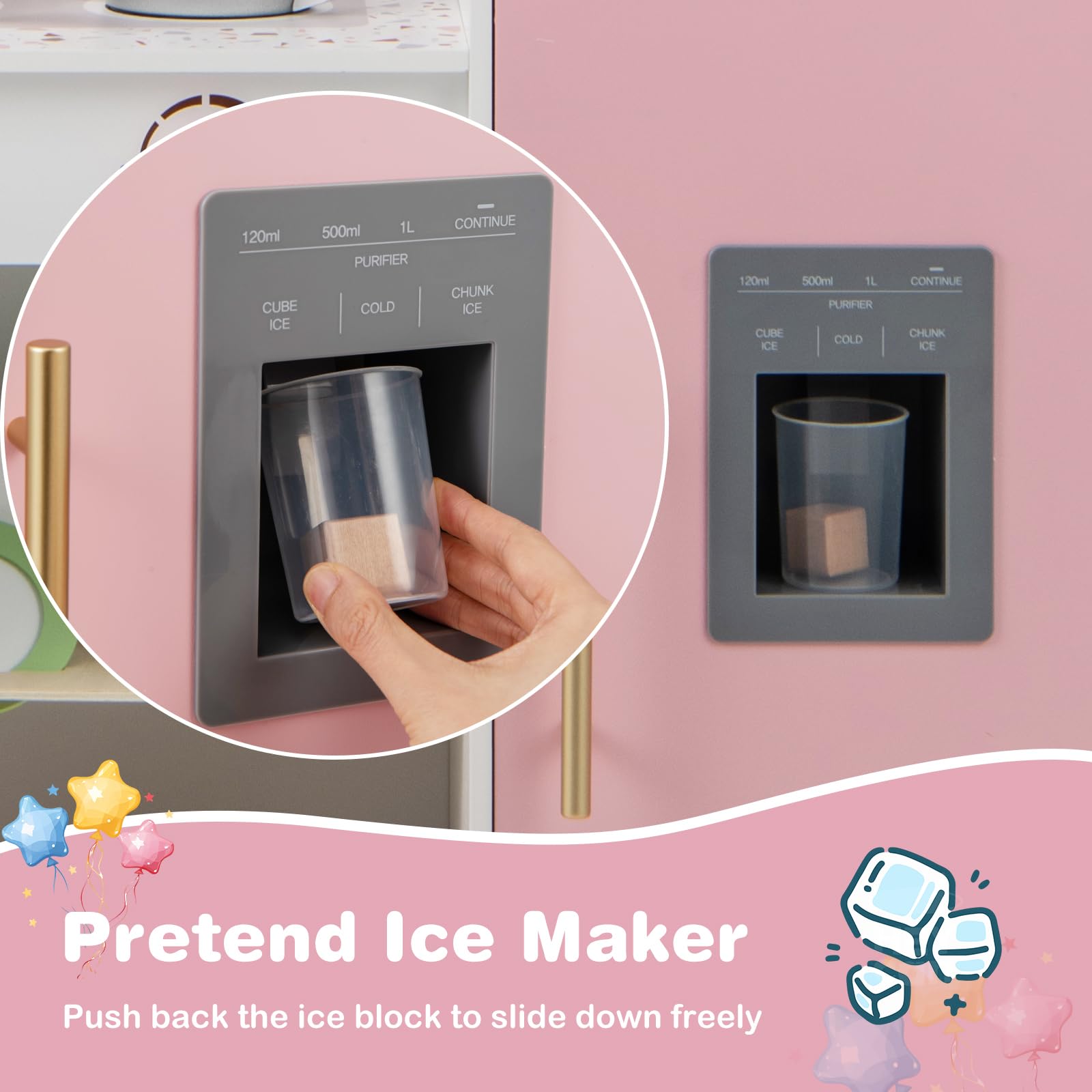 INFANS Kids Kitchen Playset, Toddler Wooden Kitchen Pretend Cooking Toy Set with Coffee Maker