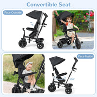 INFANS Kids Tricycle, 6 in 1 Baby Trike Toddler Bike with Reversible Seat, Adjustable Push Handle, Removable Canopy