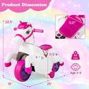 INFANS 2 in 1 Ride on Motorcycle and Horse, Unicorn 6V Battery Powered Ride on Toy with Up & Down Function, Kids Electric Vehicle