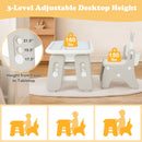 INFANS Kids Table and Chair Set, Activity Table with Magnetic Drawing Board Adjustable Height, Toddler Plastic Furniture Table
