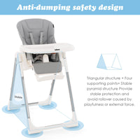 INFANS Foldable High Chair for Babies & Toddlers with Multiple Adjustable Backrest, Footrest and Seat Height