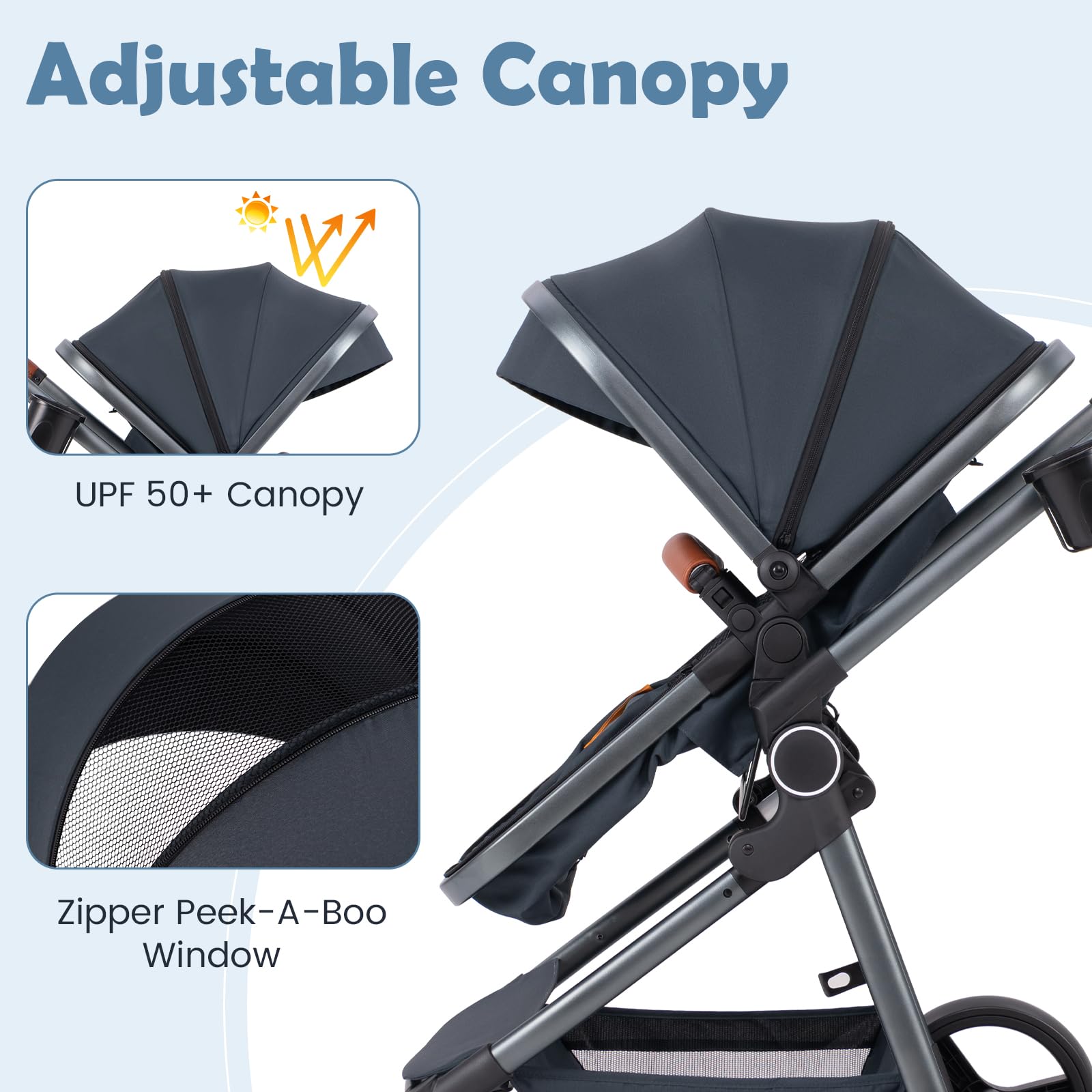 INFANS 2 in 1 Baby Stroller, Convertible Stroller, Foldable High Landscape Shock Absorption with Reversible Seat