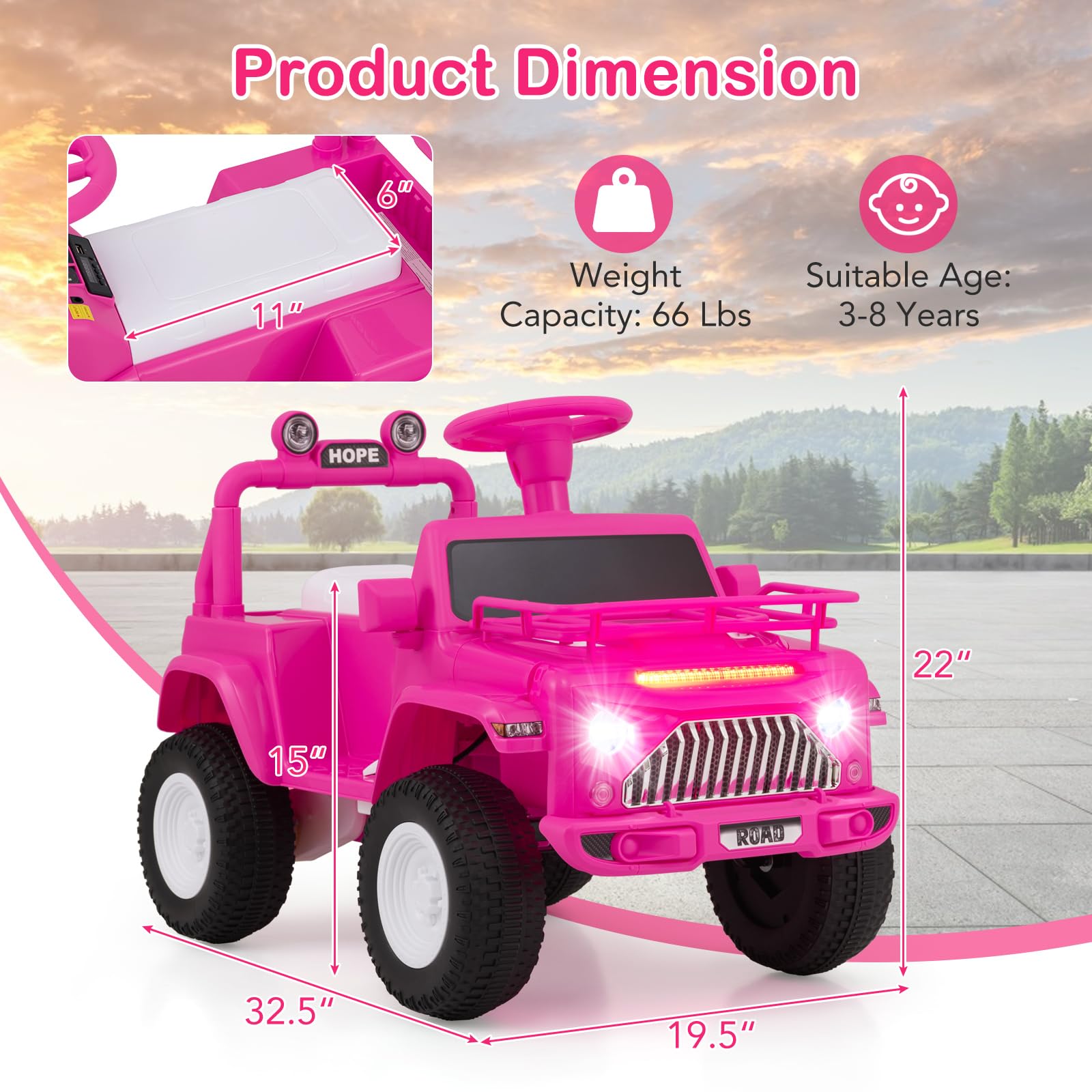 INFANS Kids Ride on Car, 6V Battery Powered Electric Vehicle ATV for Toddlers with Foot Pedal, Music