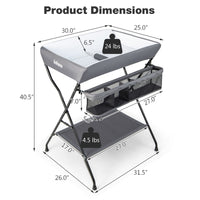 INFANS Baby Changing Table, Folding Diaper Station Portable Nursery Organizer with Safety Belt and Storage Racks