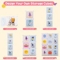 INFANS Children Wardrobe, Cute for Kids Bedroom Nursery Armoire with 12 Cube, Kid Clothes Storage Organizer