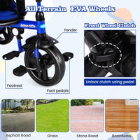 INFANS Kids Tricycle, 4 in 1 Stroll Trike with Adjustable Push Handle, Suitable for 10 Months to 5 Years