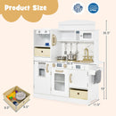 INFANS Kids Kitchen Playset with Lights, Toddler Wooden Pretend Cooking Set with Coffee Maker