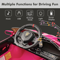 INFANS 2 Seater Kids Ride on Car, 12V 4WD Licensed Lamborghini Veneno Powered Electric Vehicle with Rocking Mode, Remote Control