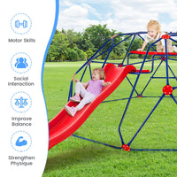 INFANS Climbing Dome with Slide, Kids Outdoor Jungle Gym Geometric Dome Climber, 8FT Climb Structure Backyard