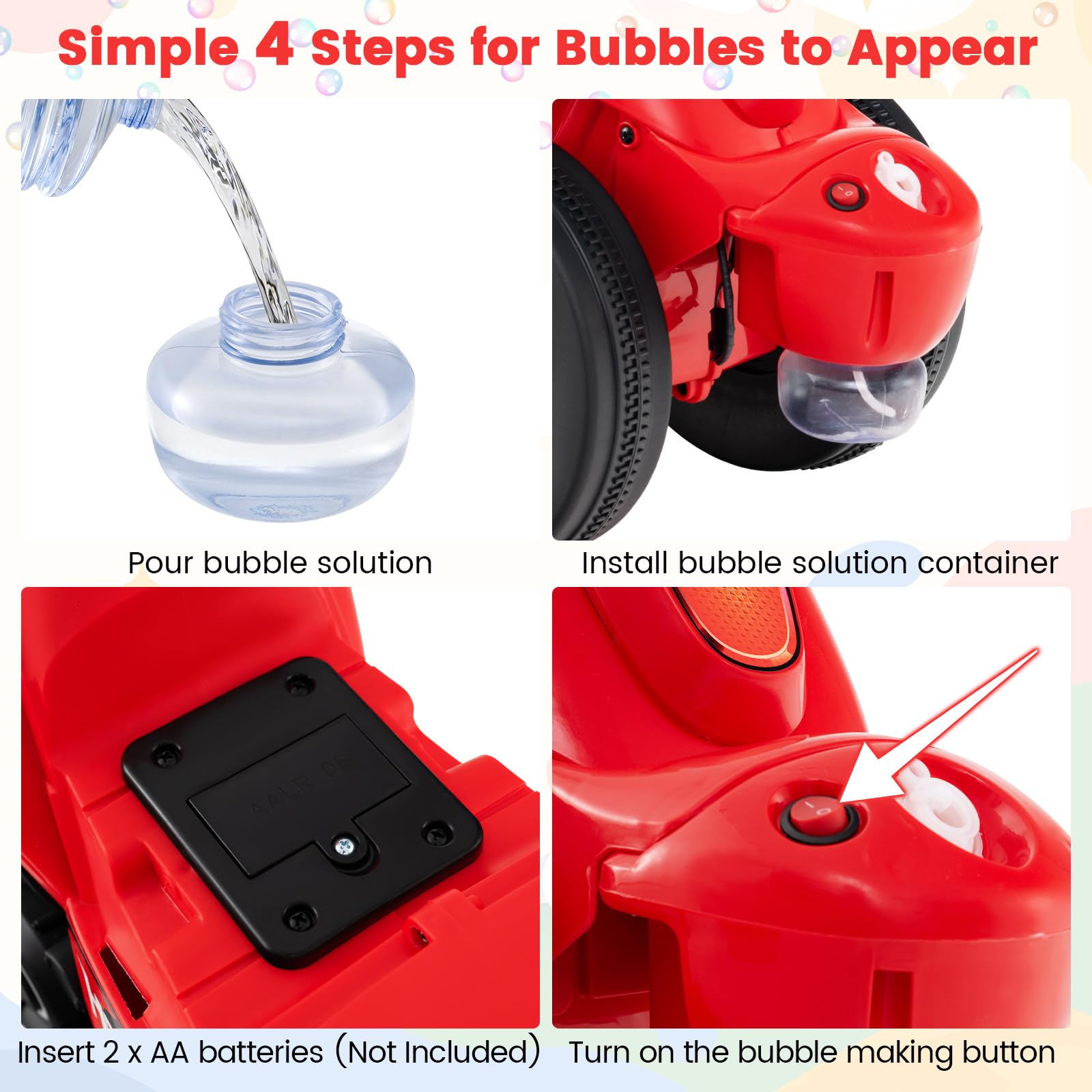 INFANS Ride on Push Car, Foot-to-Floor Sliding Car for Toddlers Kids Motorcycle with Bubble Maker, 3 Wheels Ride on Toys