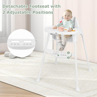 INFANS 4 in 1 Baby High Chair, Convertible Highchair for Babies and Toddlers, Infant Feeding Highchairs with Removable Tray Adjustable Footrest