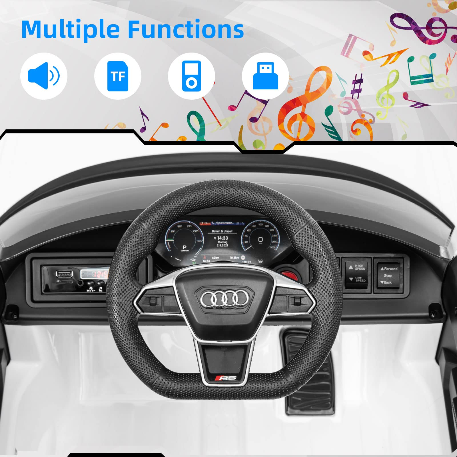 INFANS 12V Kids Ride On Car, Licensed Audi RS e-tron GT Electric Vehicle with Remote Control INFANS