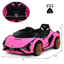 INFANS 12V Licensed Lamborghini Sian Kids Ride on Car with Parent Remote Control, Electric Toy Roadster Carbon Fiber Textured