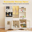 INFANS Kids Kitchen Playset Cooking Toy Kitchen Set with Coffee Machine Stove Removable Sink Microwave Storage Cabinet