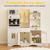 INFANS Kids Kitchen Playset Cooking Toy Kitchen Set with Coffee Machine Stove Removable Sink Microwave Storage Cabinet